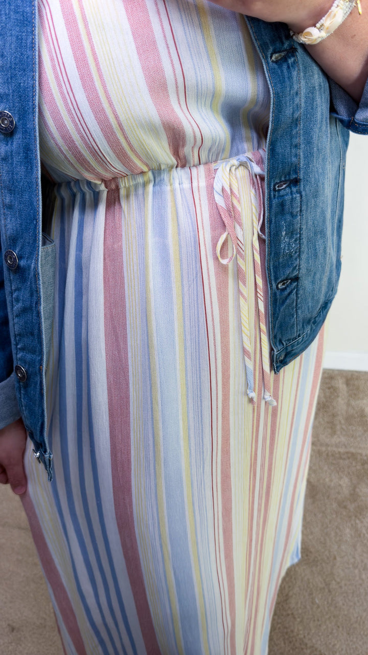 V-Neck Stripe Beach Dress - 22 Palms Boutique
