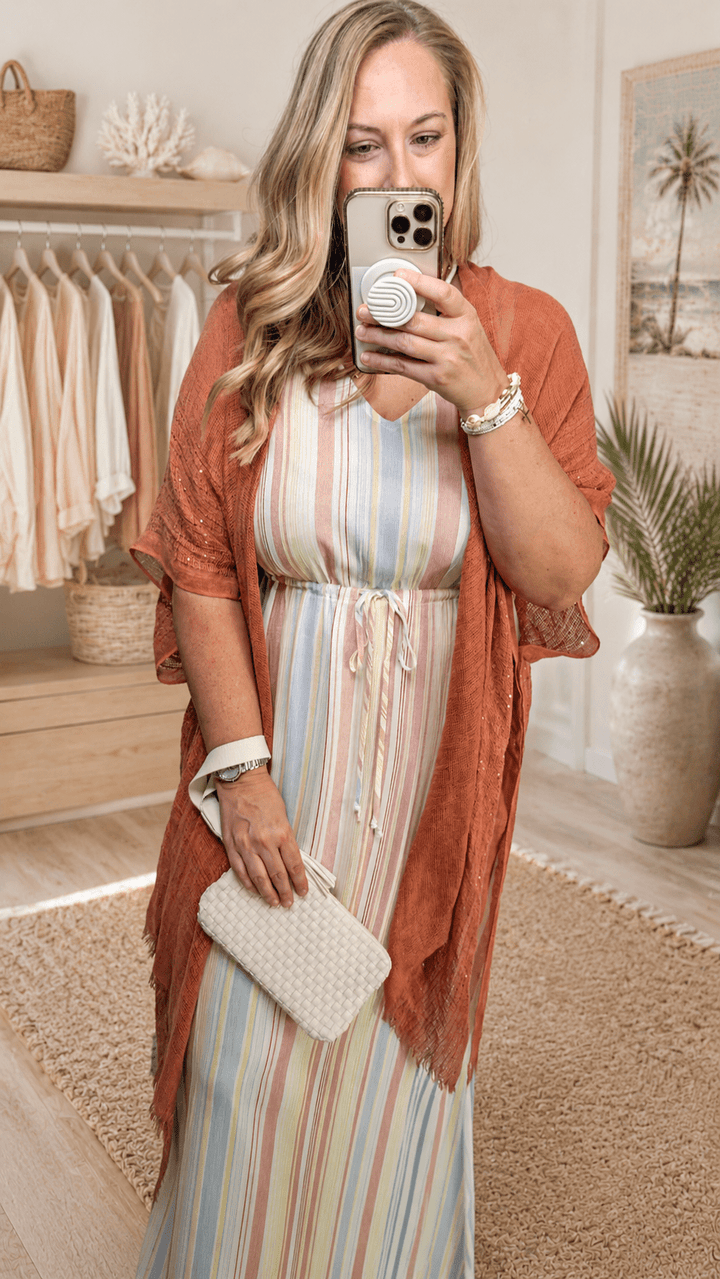 V-Neck Stripe Beach Dress - 22 Palms Boutique