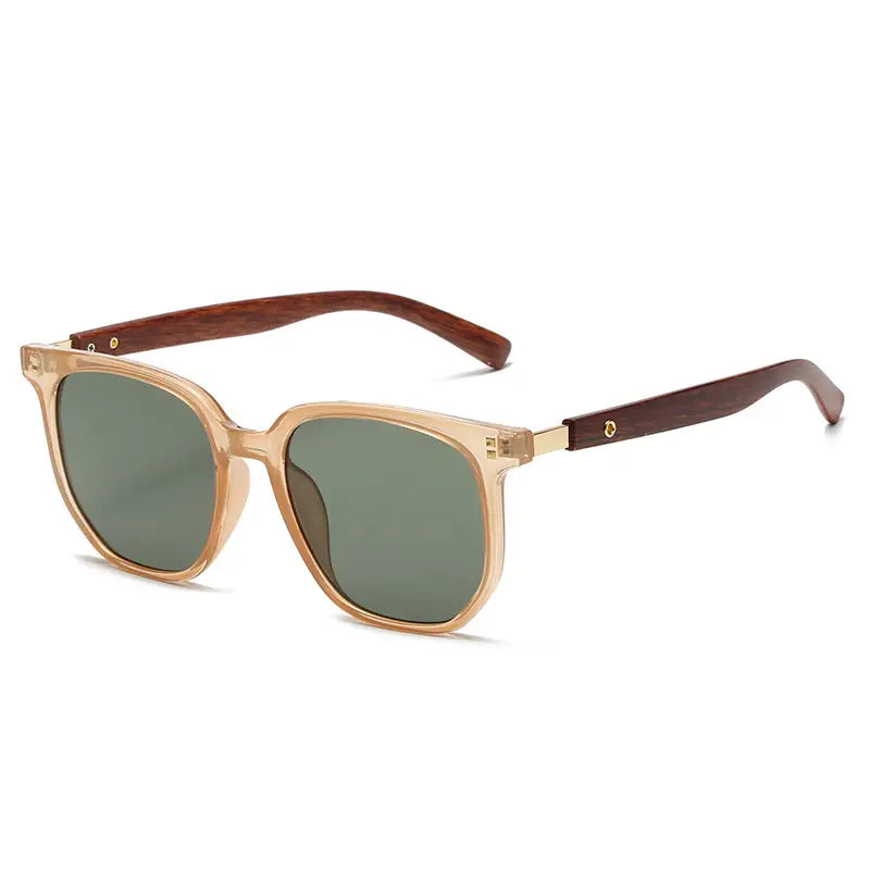 Vintage Wood Grain Sunglasses, grey lenses