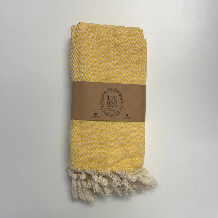 Zigzag Turkish Cotton Kitchen / Hand Towel (2 pack) in Yellow - 22 Palms Boutique