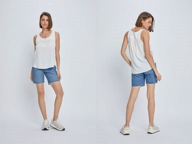 Scoop Neck Flowy Tank - Off White - 22 Palms Boutique