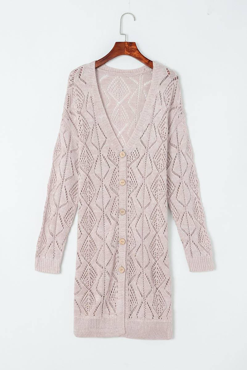 Long Sleeve Button Up Loose Knit Cardigan - 22 Palms Boutique