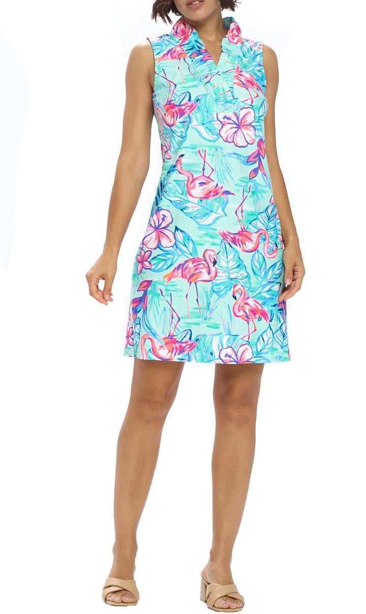 UPF 50 Ruffle Neckline Shift Dress "Avery" **2 Colors**