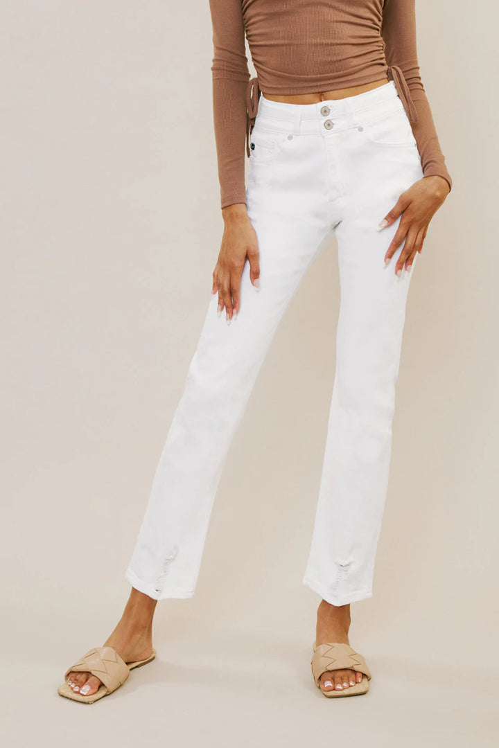 KanCan Summer White Hi-Rise Slim Straight Jean