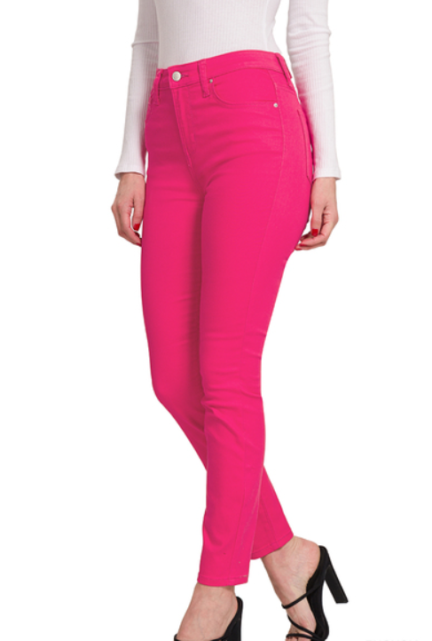 Hot Pink Denim Jeans - 22 Palms Boutique