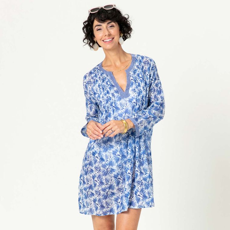 AMORA blu Cotton Pintuck Beach Cover Up - 22 Palms Boutique