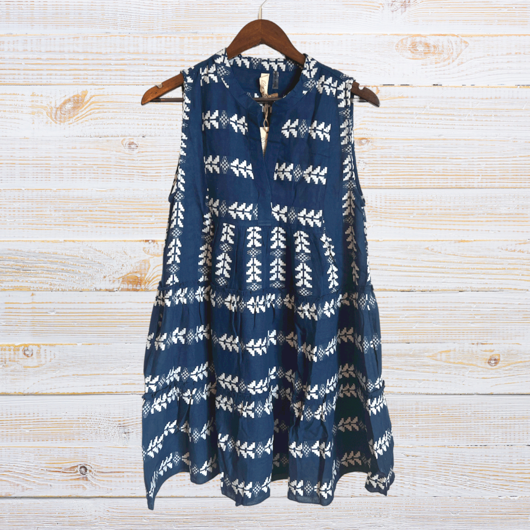 The Taylor Navy/White Arrow print Dress - 22 Palms Boutique