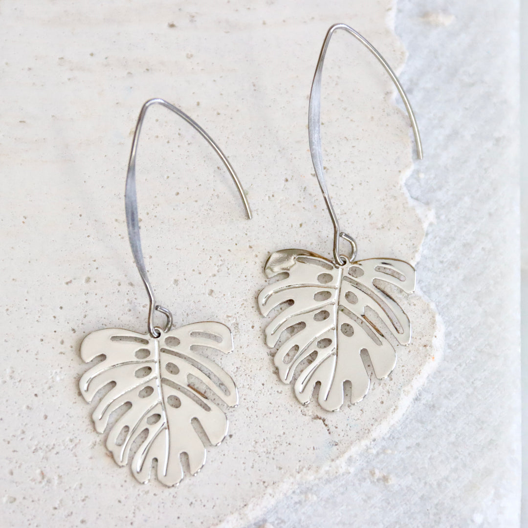 Monstera Leaf Drop Earrings - 22 Palms Boutique