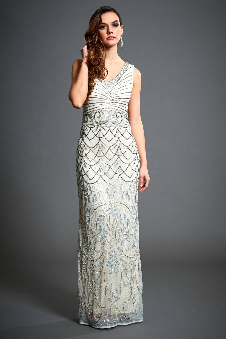 Eva 1920s - Inspired Beaded Wedding Gown - 22 Palms Boutique