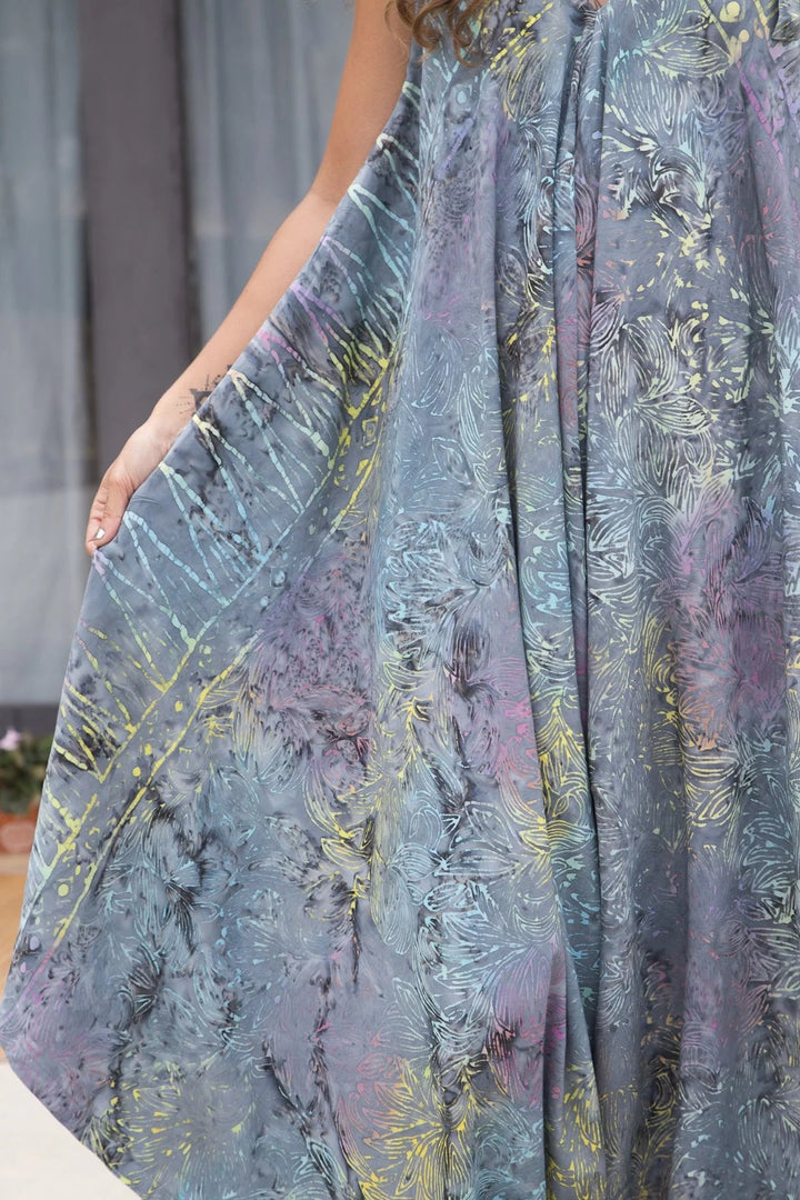 Gypsy Jumpsuit in Bahamas Grey Rainbow Leaf with Pocket - 22 Palms Boutique