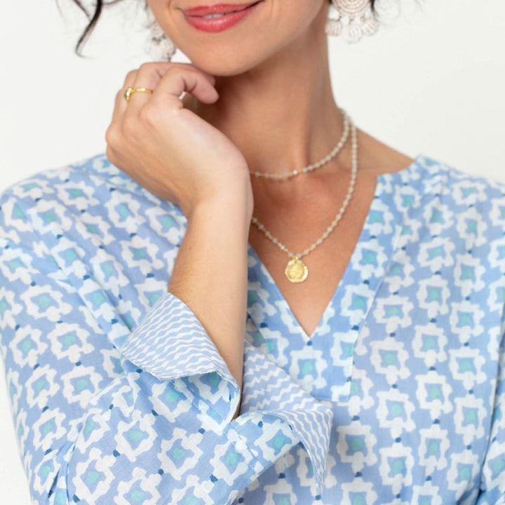 ALEXIS BLUE blu Cotton Kurta Tunic - 22 Palms Boutique