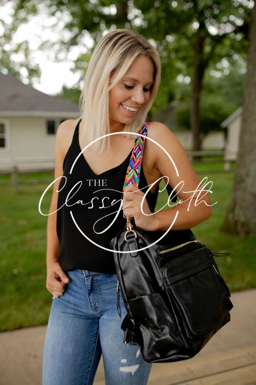 Chloe Convertible Backpack - Black - 22 Palms Boutique