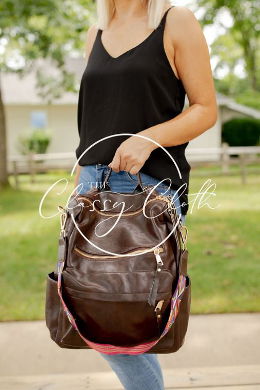 Chloe Convertible Backpack - Rich Brown - 22 Palms Boutique