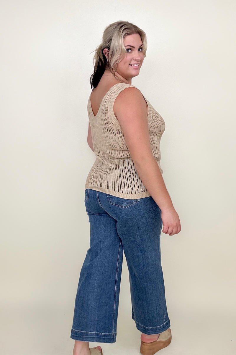 Loose Knit V - Neck Top - 22 Palms Boutique