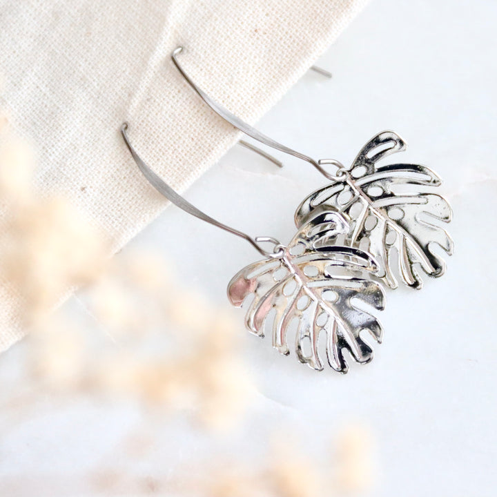 Monstera Leaf Drop Earrings - 22 Palms Boutique