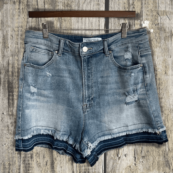 RISEN Hi - Rise Double hem distressed shorts - 22 Palms Boutique