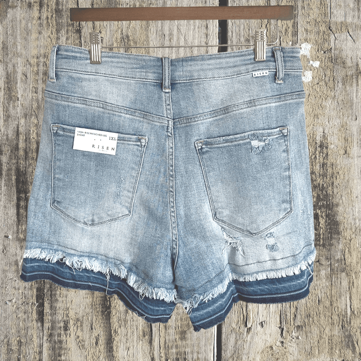RISEN Hi - Rise Double hem distressed shorts - 22 Palms Boutique