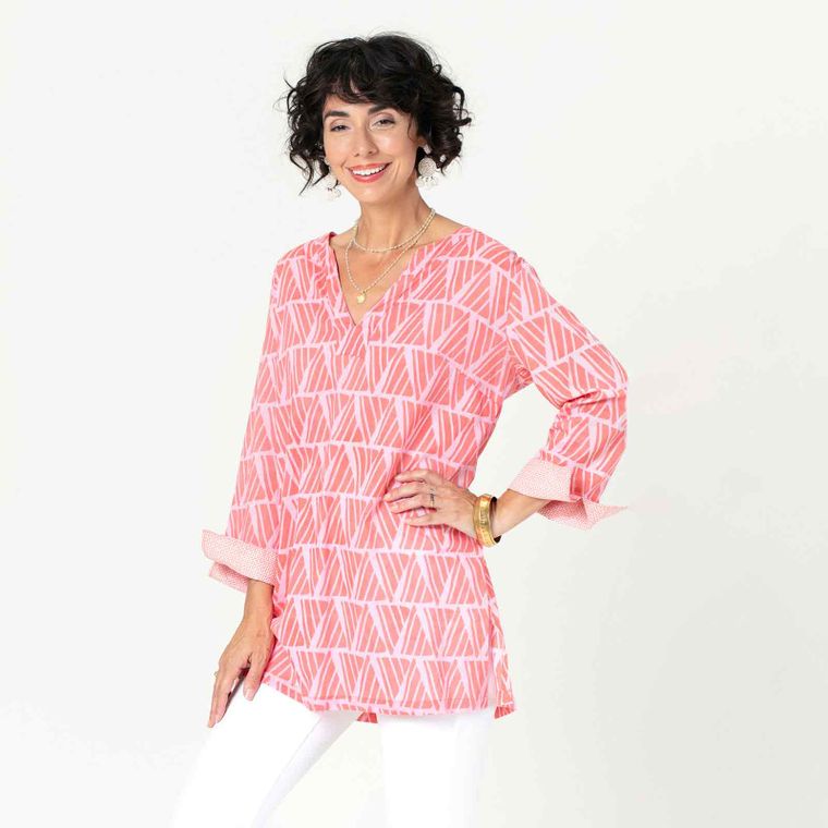 SHYLA PINK blu Cotton Kurta Tunic - 22 Palms Boutique