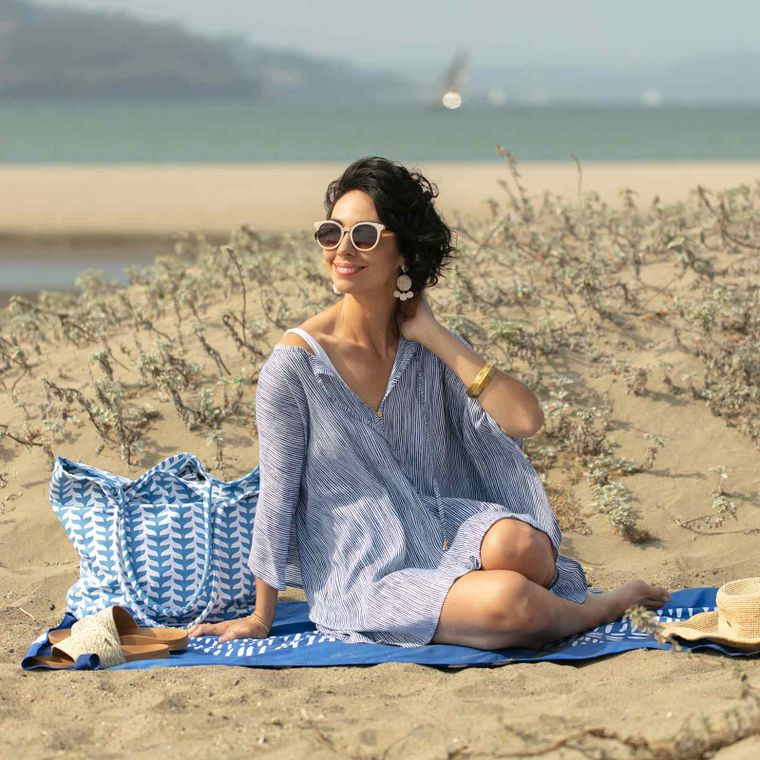 SURI NAVY Beach Kaftan - 22 Palms Boutique